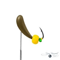 Мормышка УРАЛКА КЛАССИЧЕСКАЯ удлиненная 1,57г оливковая (желтая бусина)