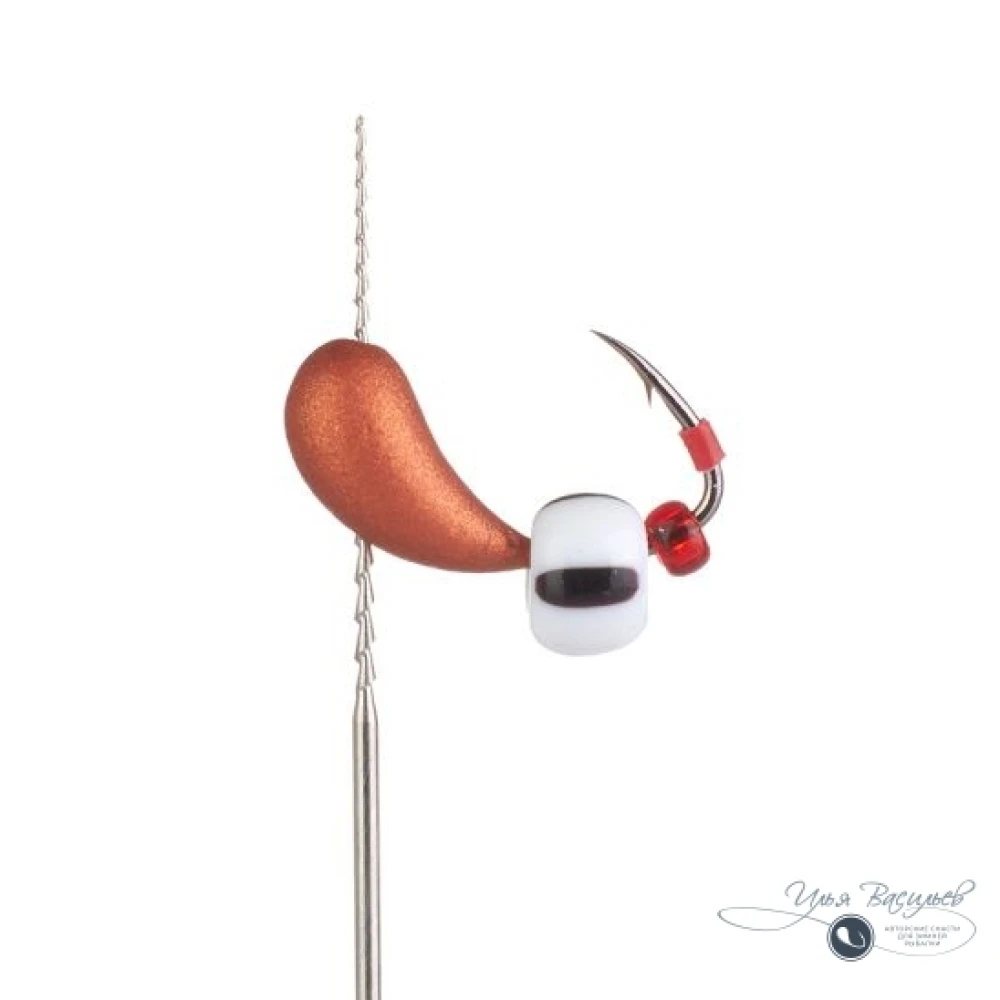Мормышка УРАЛКА РЫБИНСКАЯ 0,84г медная (белый с черным арбуз)