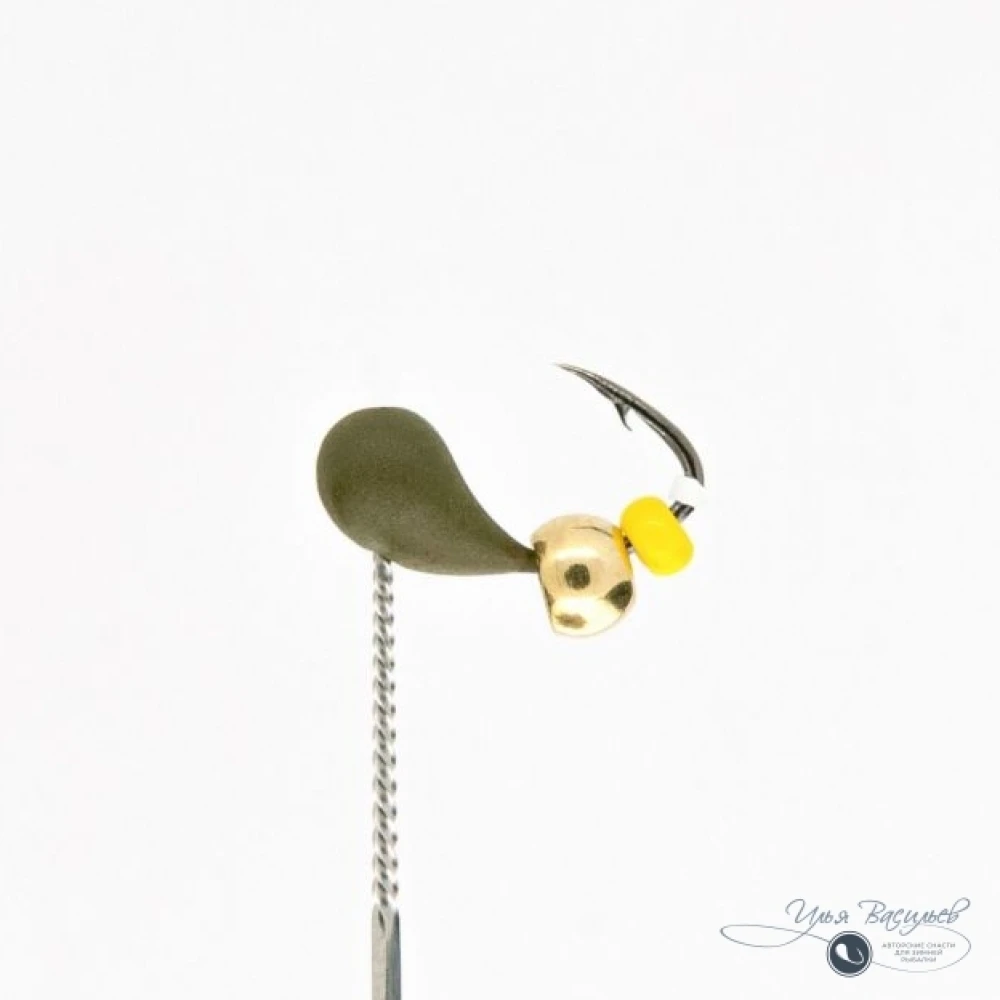 Мормышка КАПЛЯ 0,53г оливковая (латунный шарик)