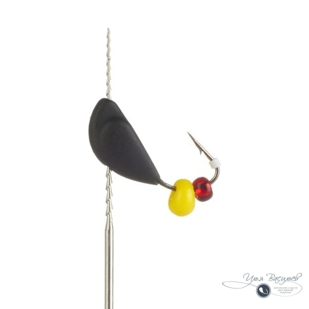 Мормышка УШКИ БОЛЬШИЕ 0,62г черные (желтая бусина)