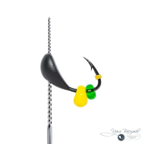 Мормышка СКОРЛУПКА мини 0,32г черная (желтая бусина)