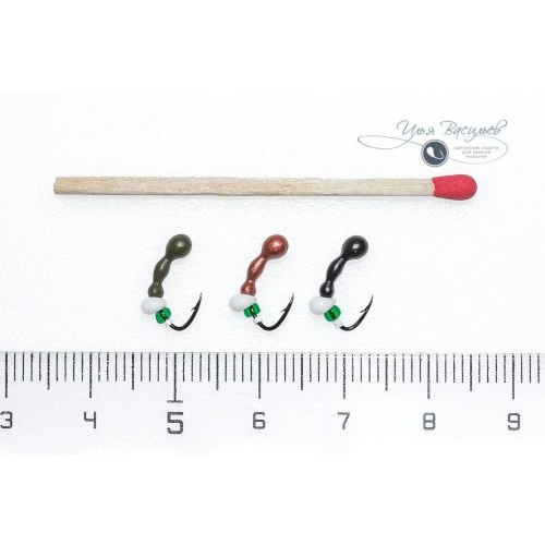 Мормышка ОСА мини 0,35г оливковая (белая бусина)