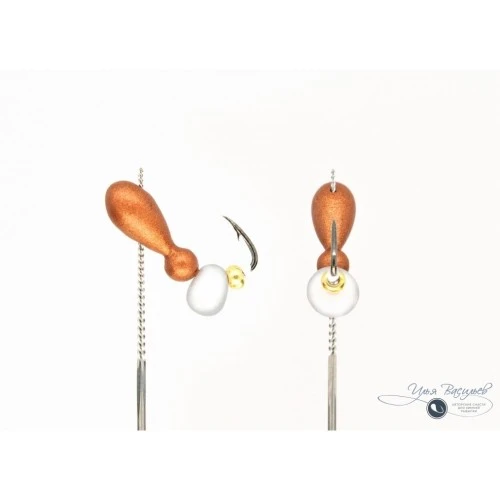 Мормышка МУРАВЕЙ двухголовый ВЕСЬЕГОНСКИЙ 0,87г медный (белая бусина)