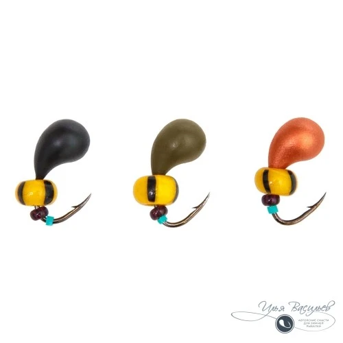 Мормышка КАПЛЯ 1,00г оливковая (желтый с черным арбуз)