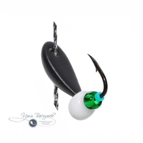 Мормышка КЛОП 0,60г черный (белая бусина)