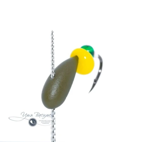 Мормышка ЛОДОЧКА КЛАССИЧЕСКАЯ 0,51г оливковая (жёлтая бусина)