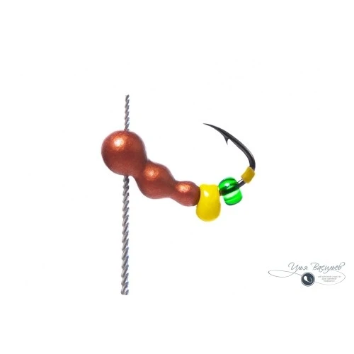 Мормышка МУРАВЕЙ трехголовый КЛАССИЧЕСКИЙ 0,60г медный (желтая бусина)