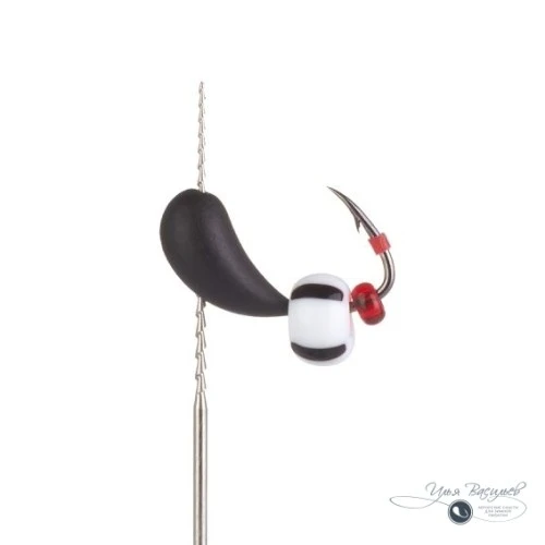 Мормышка УРАЛКА РЫБИНСКАЯ 0,84г черная (белый с черным арбуз)