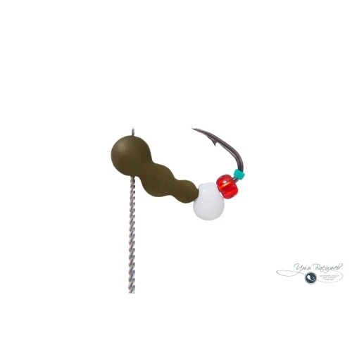 Мормышка МУРАВЕЙ трехголовый КЛАССИЧЕСКИЙ 0,65г оливковый (белая бусина)