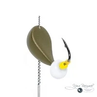 Мормышка СКОРЛУПКА РЕЧНАЯ 1,62г оливковая (белая бусина)