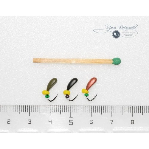 Мормышка ЛОДОЧКА КЛАССИЧЕСКАЯ 0,41г оливковая (жёлтая бусина)