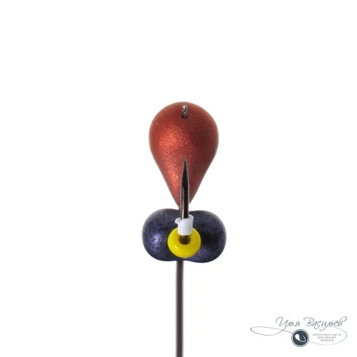 Мормышка КАПЛЯ 1,00г медная (бисер фиолетовые яйца)