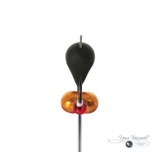 Мормышка КАПЛЯ 1,00г черная (бисер золотые яйца)