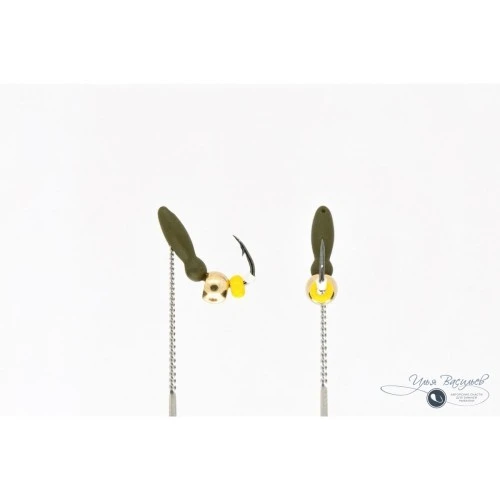 Мормышка МУРАВЕЙ двухголовый КРЫЛО 0,37г оливковый (латунный шарик)