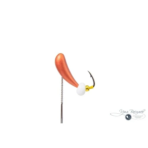 Мормышка УРАЛКА КЛАССИЧЕСКАЯ удлиненная 1,55г медная (белая бусина)