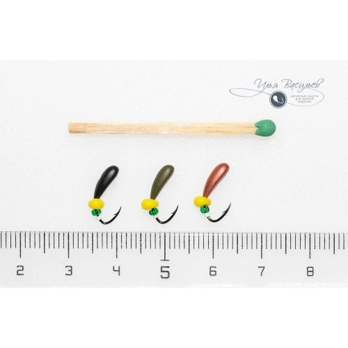 Мормышка ЛОДОЧКА ПЛОТВИНАЯ 0,50г черная (жёлтая бусина)