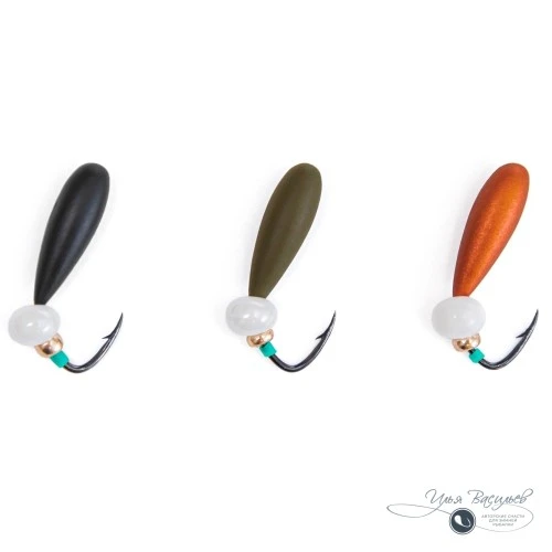 Мормышка ОВСИНКА БОЛЬШАЯ 1,10г черная (белая бусина)