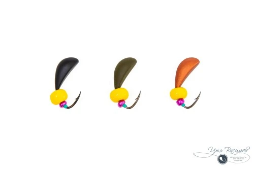 Мормышка СКОРЛУПКА ЛЕЩОВАЯ 1,16г черная (желтая бусина)