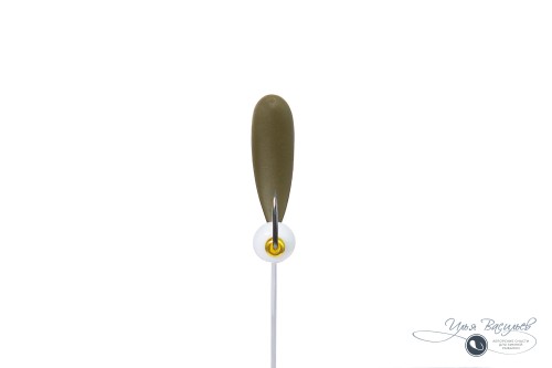Мормышка УРАЛКА КЛАССИЧЕСКАЯ удлиненная 1,55г оливковая (белая бусина)